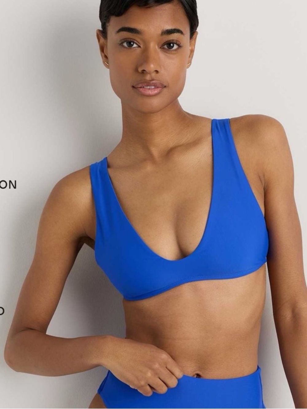 Quince Italian Plunge Bikini Top Electric Blue nwt size small beach vacation